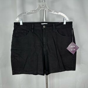 Ava & Viv Hi Rise Slim Fit Midi Black Wash Denim Shorts 5” Ins Plus Sz 16 & 18